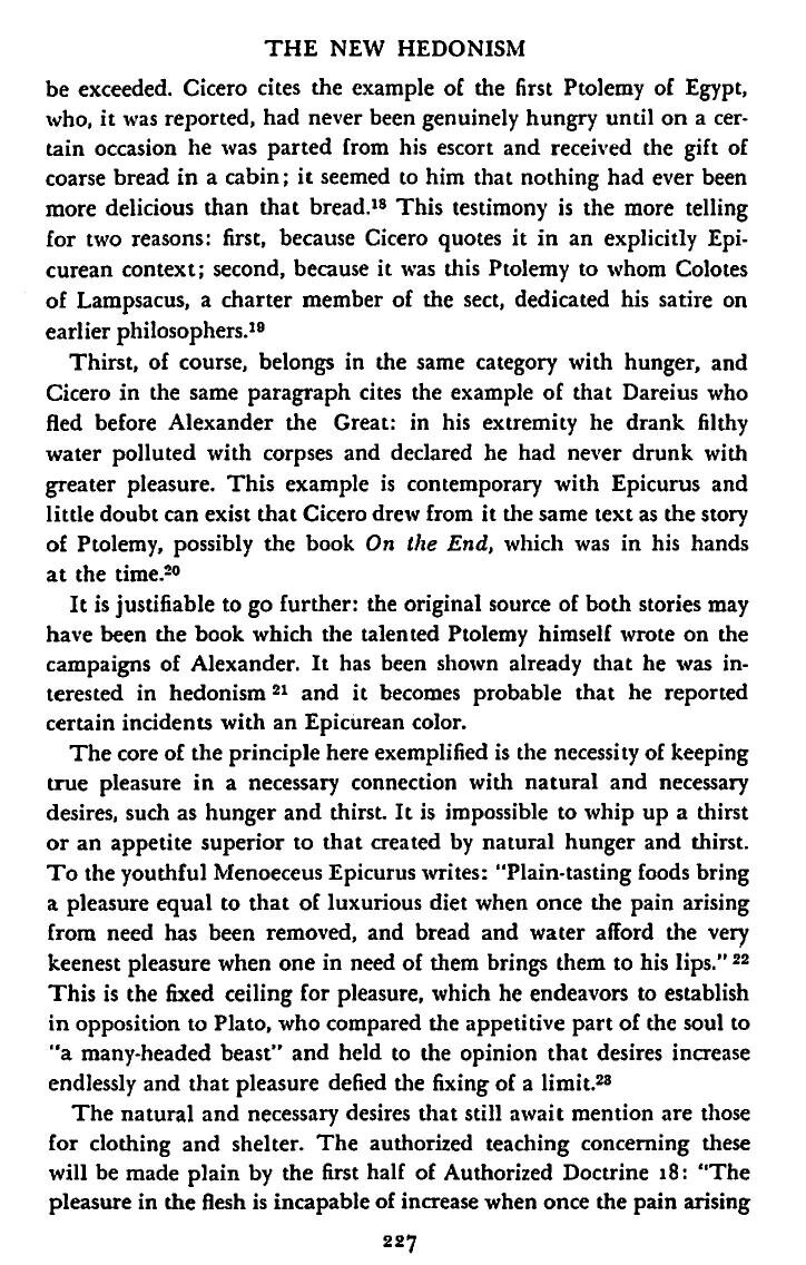 DeWitt, Epicurus and His Philosophy, Ch. XII: "This was the fixed ceiling for pleasure, which he endeavors to establish in opposition to Plato, who compared the appetitive part of the soul to 'a many-headed beast.'"