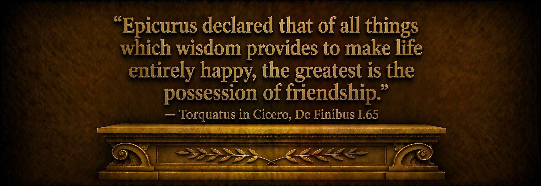 "Epicurus declared that of all things which wisdom provides to make life entirely happy, the greatest is the possession of friendship."  --  Torquatus in Cicero, De Finibus I.65